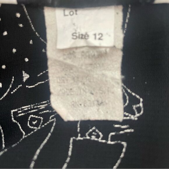 VINTAGE 80s Menu Blazer With Printed Figures Black - Picture 7 of 11